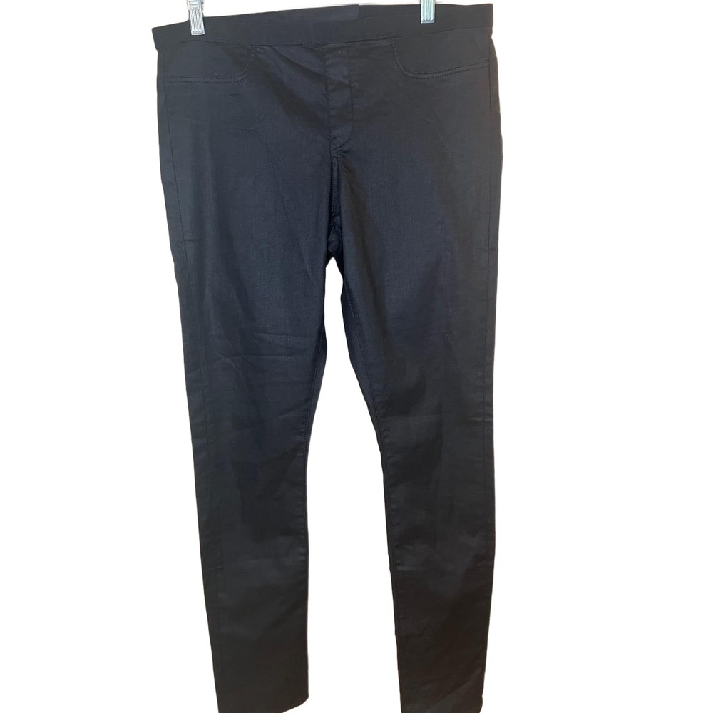 Helmut Lang Black Elastic Waistband Stretch Fabric Flat Front High Rise Pants 32